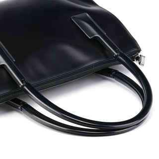 Prada 1998 Black Spazzolato Plastic Handle Tote Bag