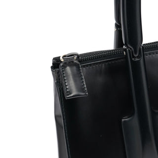 Prada 1998 Black Spazzolato Plastic Handle Tote Bag