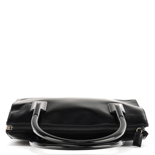 Prada 1998 Black Spazzolato Plastic Handle Tote Bag