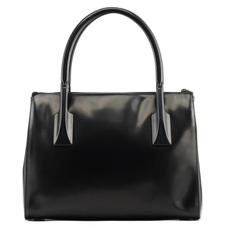Prada 1998 Black Spazzolato Plastic Handle Tote Bag