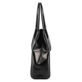 Prada 1998 Black Spazzolato Plastic Handle Tote Bag