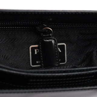Prada 1998 Black Spazzolato Plastic Shoulder Bag