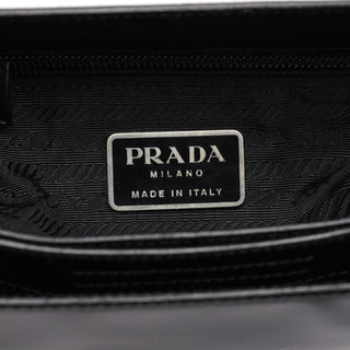 Prada 1998 Black Spazzolato Plastic Shoulder Bag