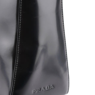 Prada 1998 Black Spazzolato Plastic Shoulder Bag