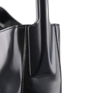 Prada 1998 Black Spazzolato Plastic Shoulder Bag