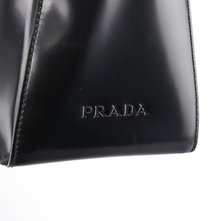 Prada 1998 Black Spazzolato Plastic Shoulder Bag