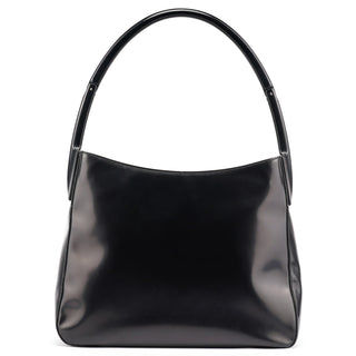 Prada 1998 Black Spazzolato Plastic Shoulder Bag