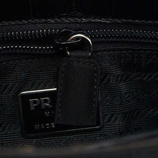 Prada 1998 Black Tessuto Cocco Metallo Shoulder Bag