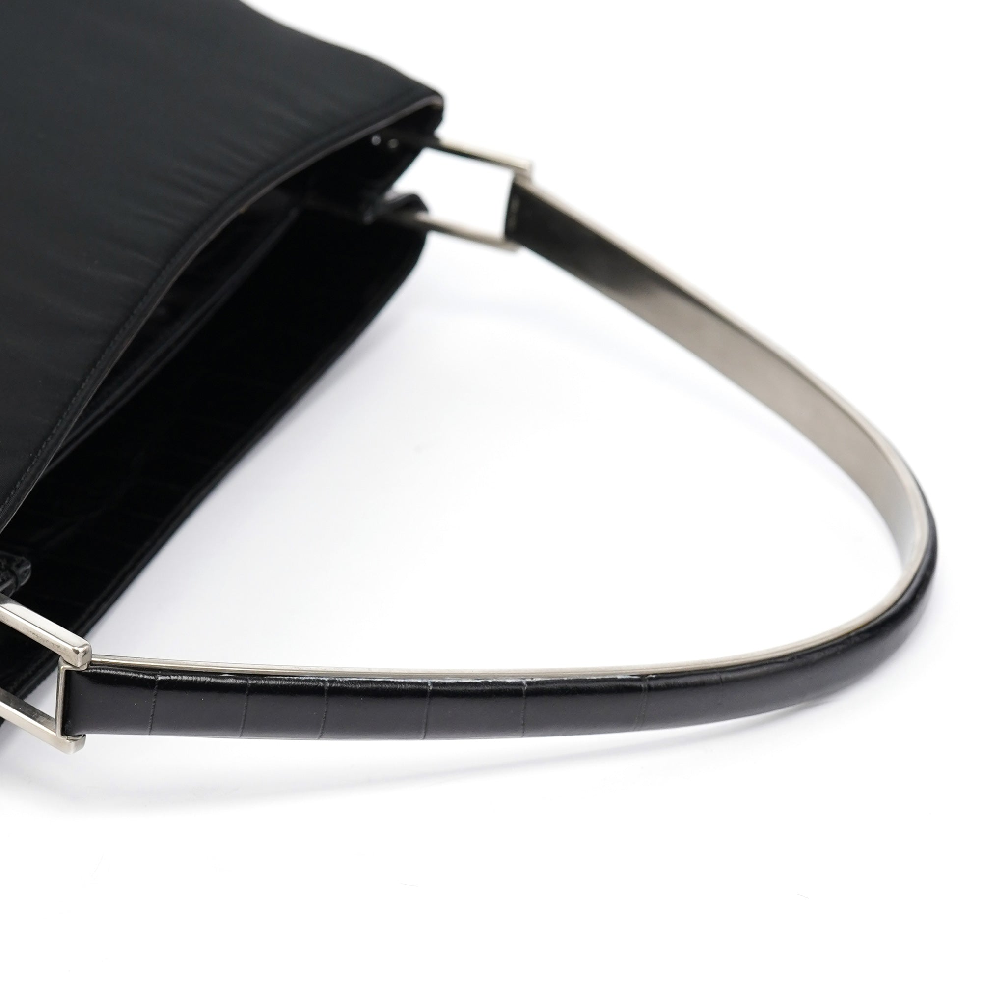 Prada 1998 Black Tessuto Cocco Metallo Shoulder Bag