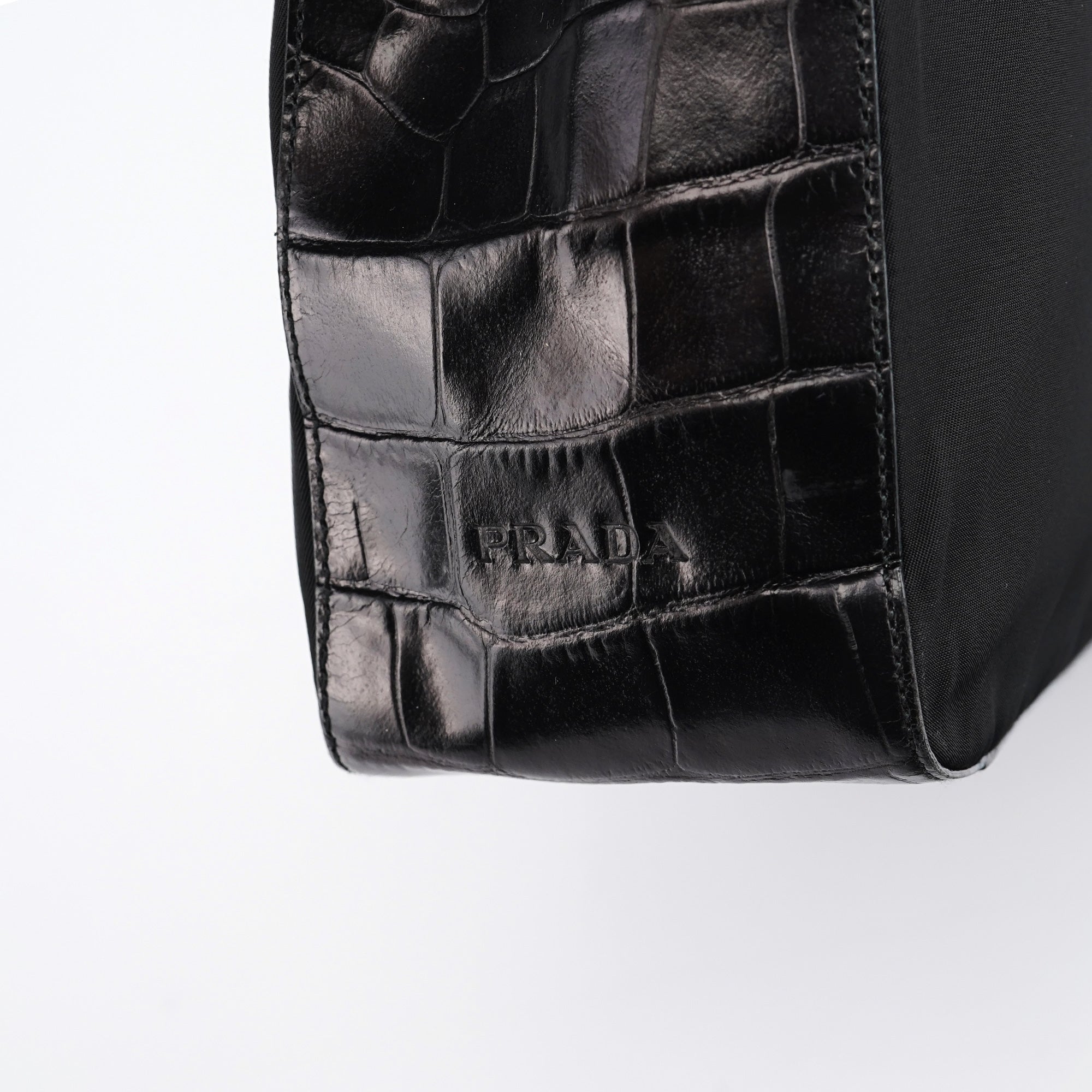 Prada 1998 Black Tessuto Cocco Metallo Shoulder Bag