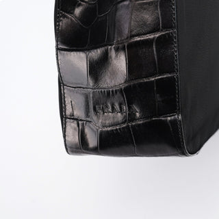 Prada 1998 Black Tessuto Cocco Metallo Shoulder Bag