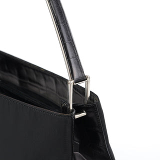 Prada 1998 Black Tessuto Cocco Metallo Shoulder Bag