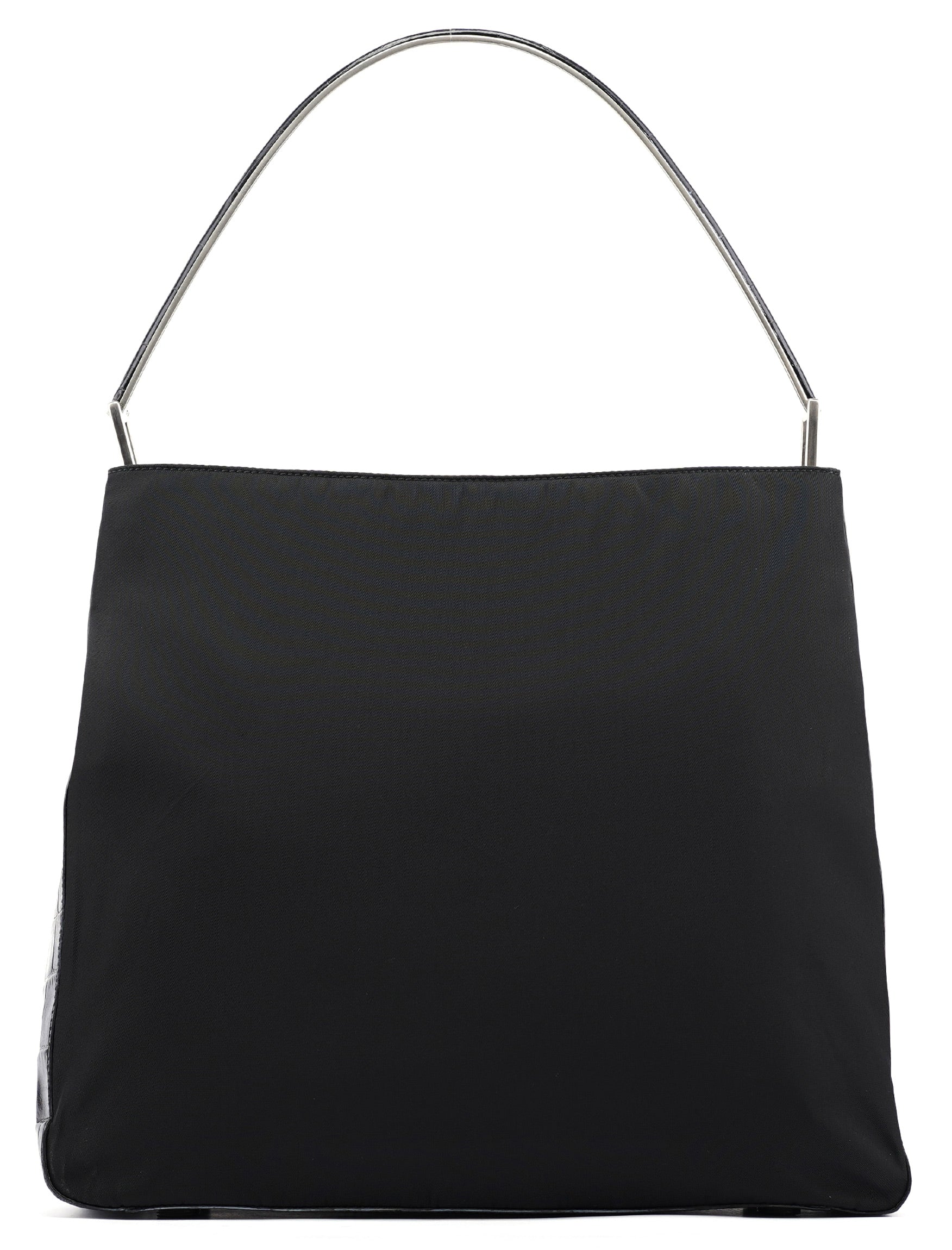 Prada 1998 Black Tessuto Cocco Metallo Shoulder Bag
