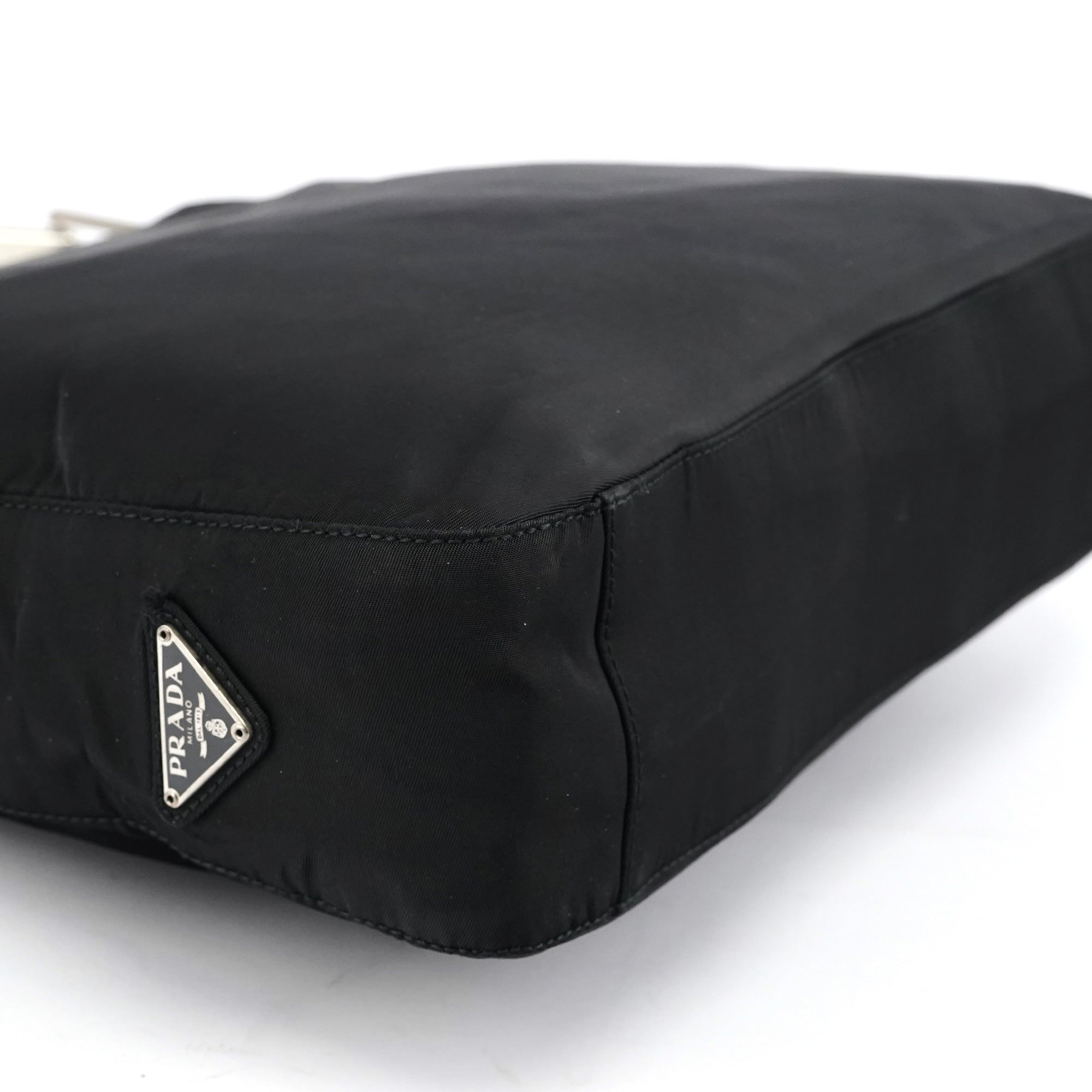 Prada 1998 Black Tessuto Metal Shoulder Bag