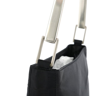 Prada 1998 Black Tessuto Metal Shoulder Bag