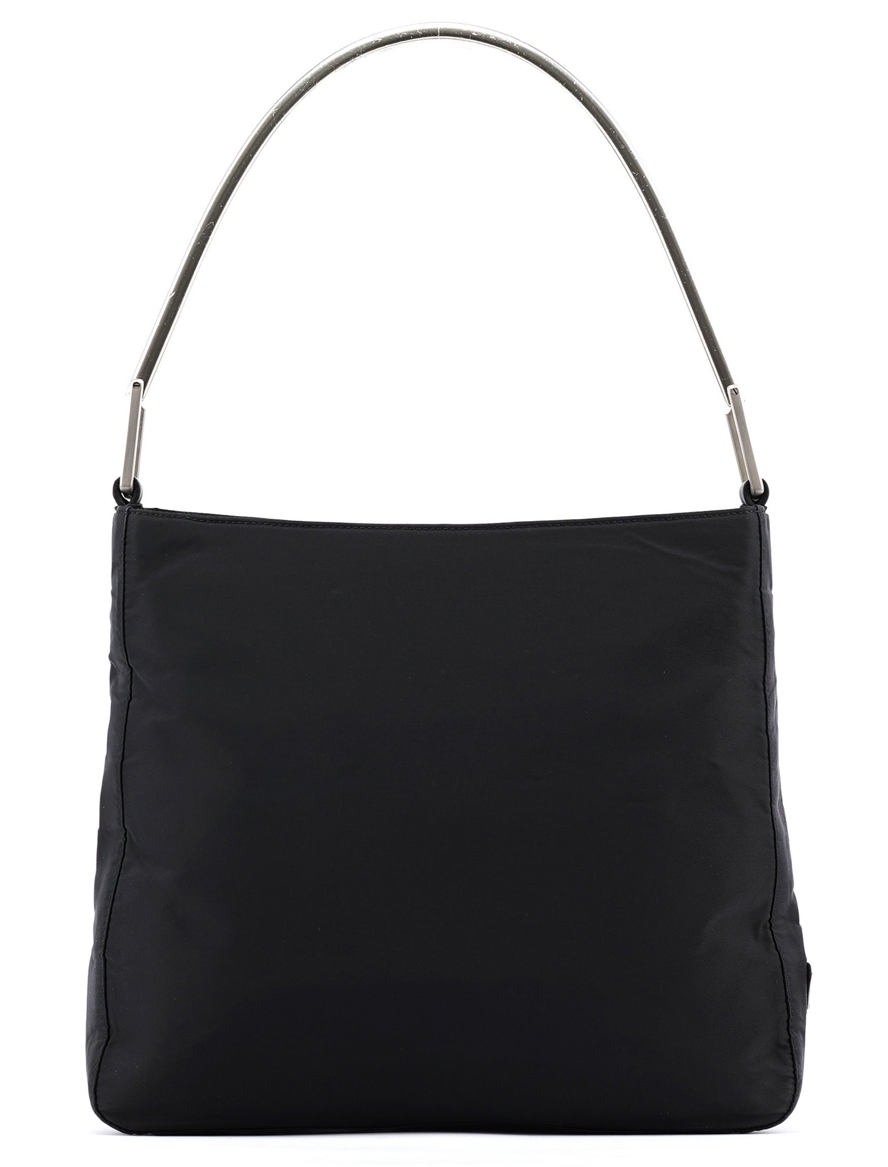 Prada 1998 Black Tessuto Metal Shoulder Bag