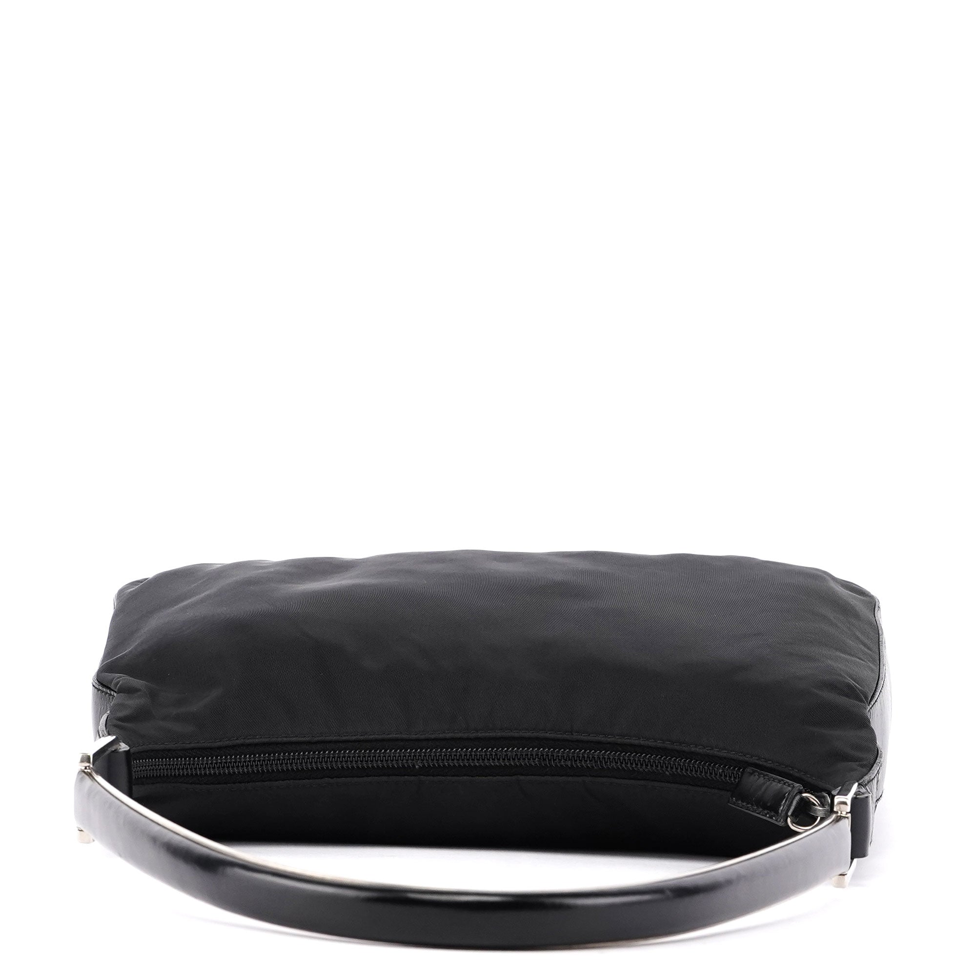 Prada 1998 Tessuto Metal Schultertasche aus schwarzem Nylon