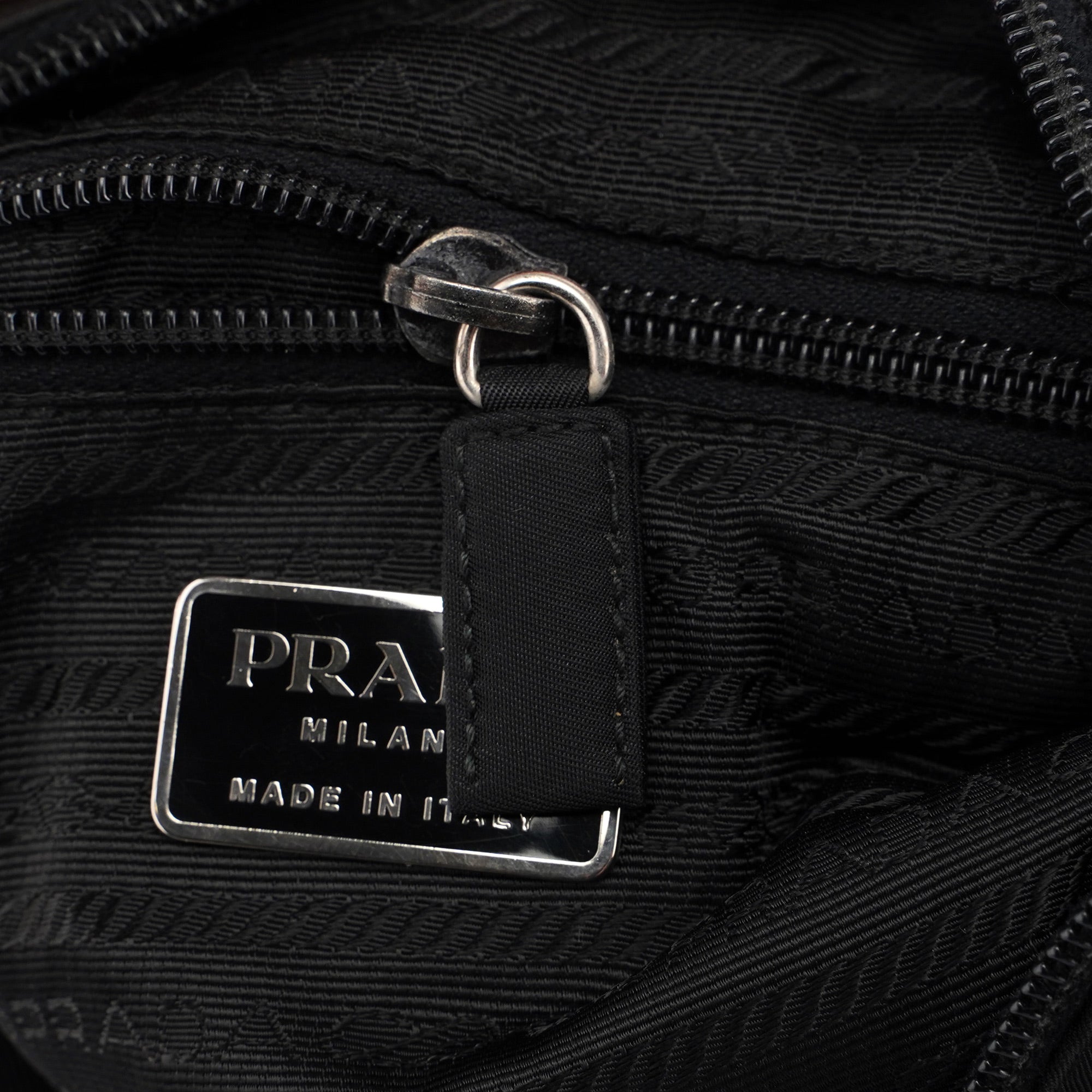 Prada 1998 Black Tessuto Metal Shoulder Bag