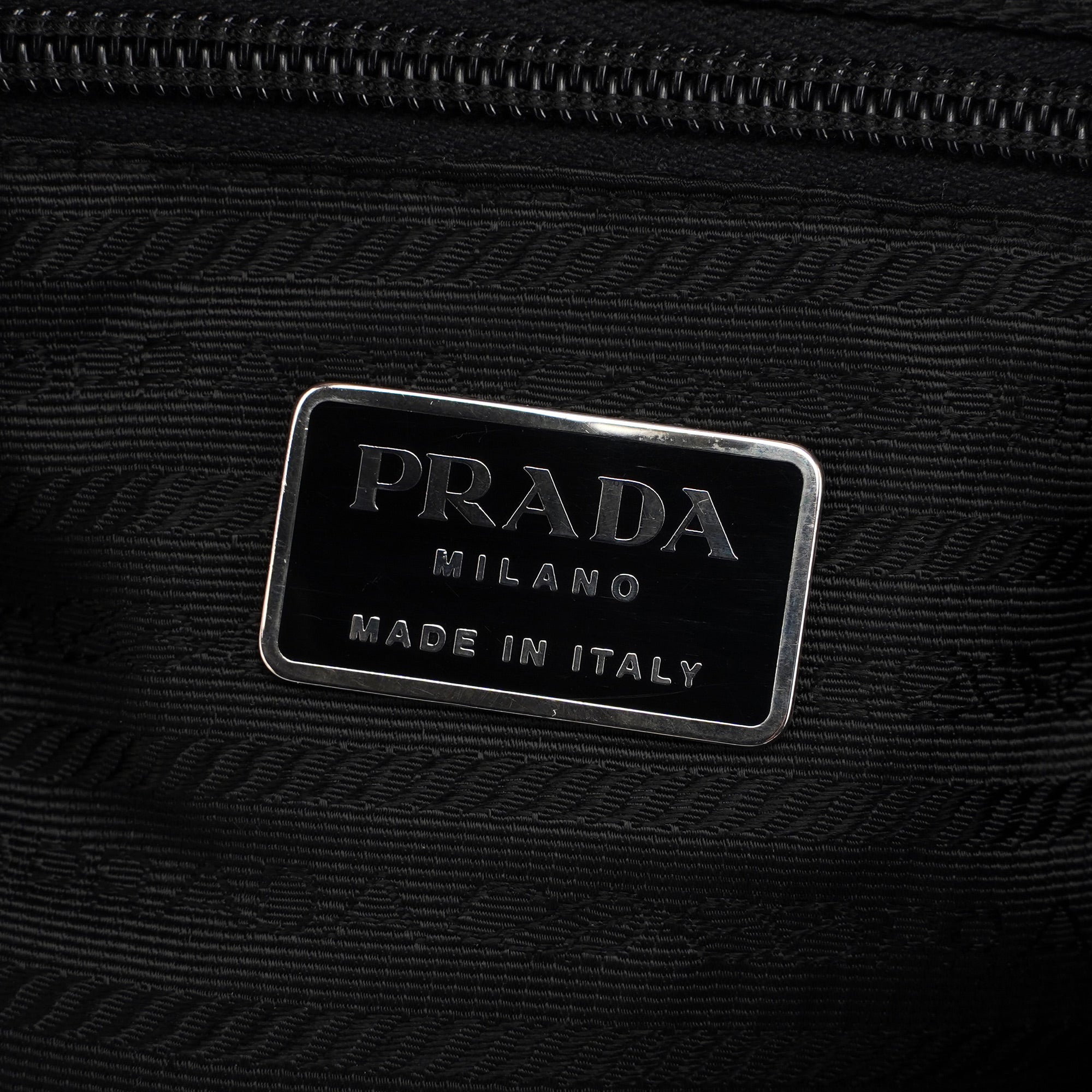 Prada 1998 Black Tessuto Metal Shoulder Bag