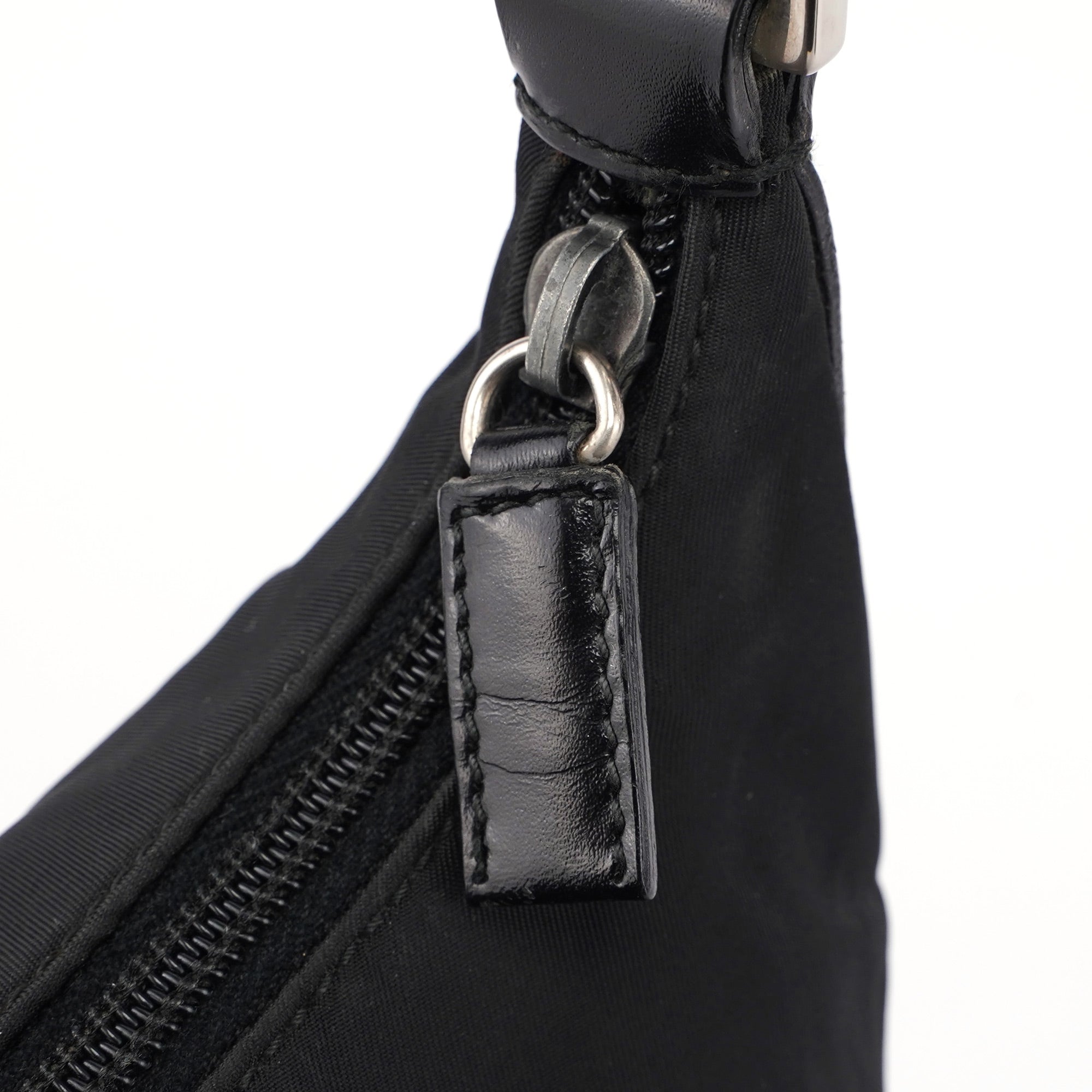 Prada 1998 Black Tessuto Metal Shoulder Bag