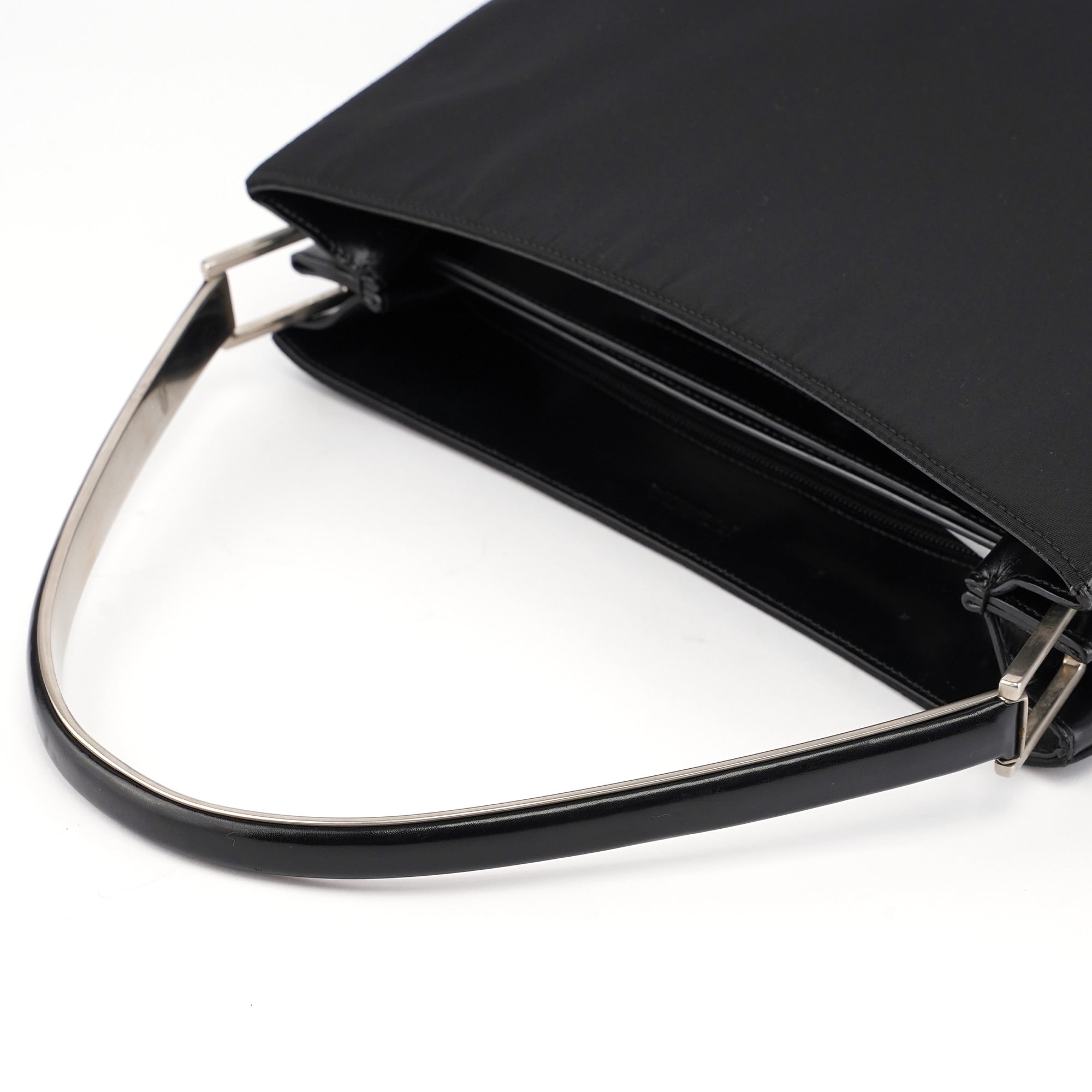 Prada 1998 Black Tessuto Metal Shoulder Bag