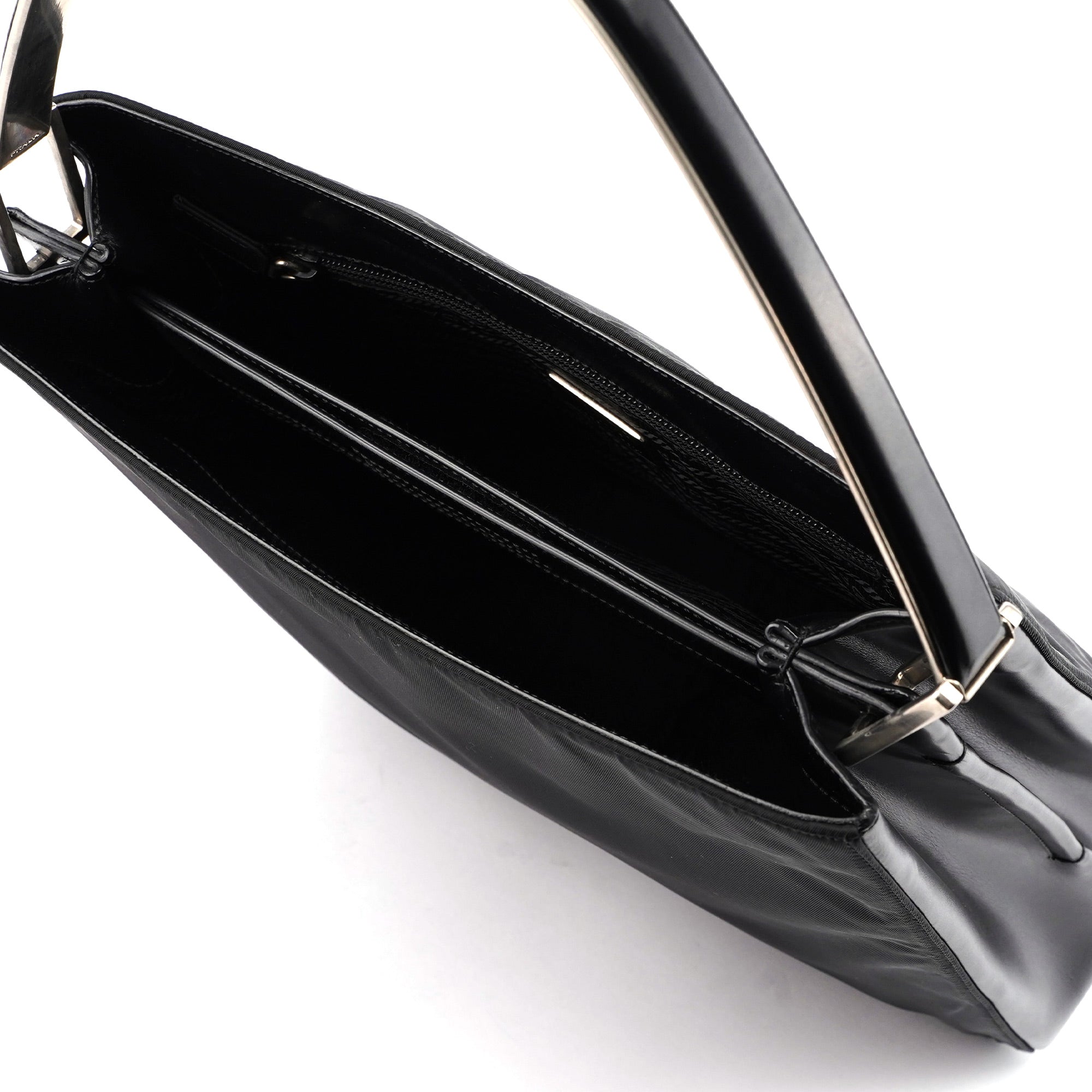 Prada 1998 Black Tessuto Metal Shoulder Bag