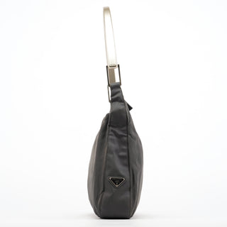 Prada 1998 Black Tessuto Metallo Nylon Shoulder Bag