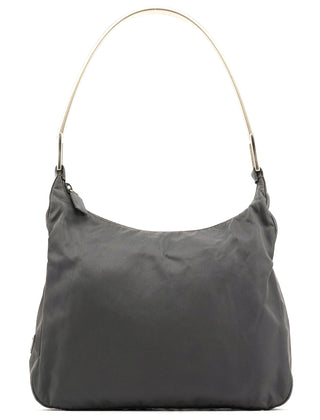 Prada 1998 Black Tessuto Metallo Nylon Shoulder Bag