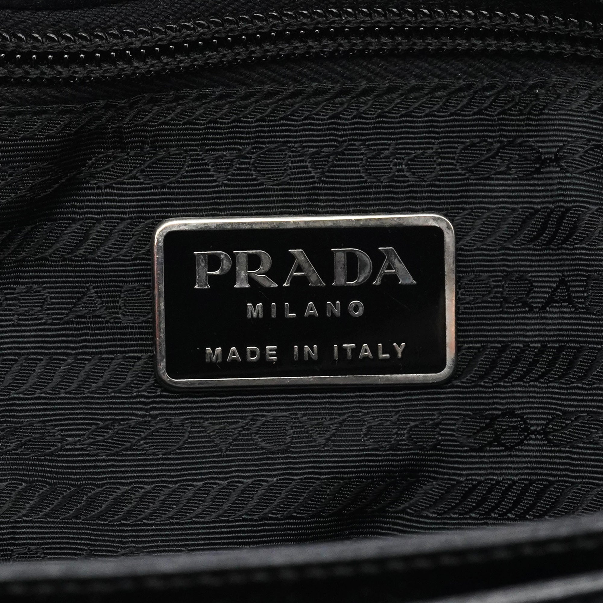 Prada 1998 Black Tessuto Metallo Shoulder Bag