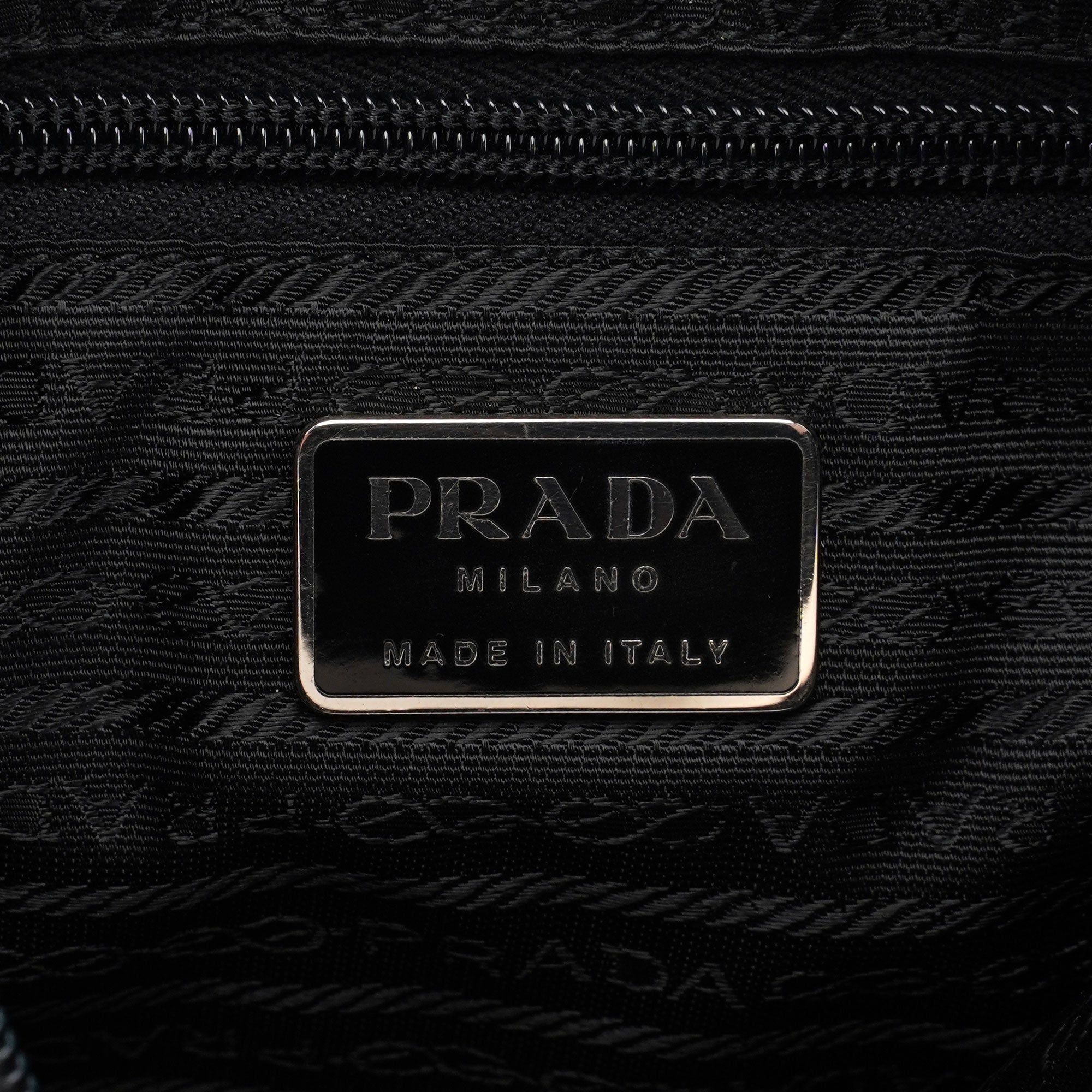 Prada 1998 Black Tessuto Metallo Shoulder Bag