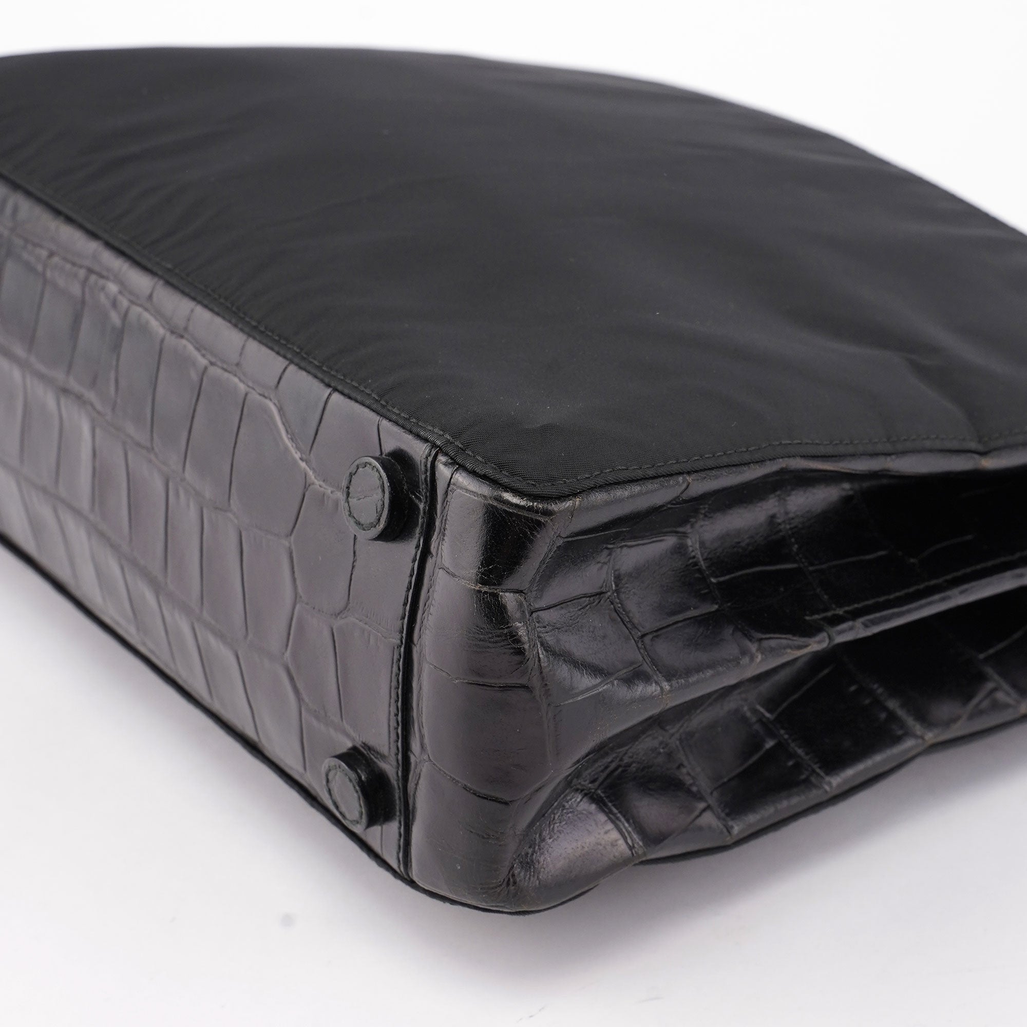 Prada 1998 Sac porté épaule Tessuto Metallo en nylon noir