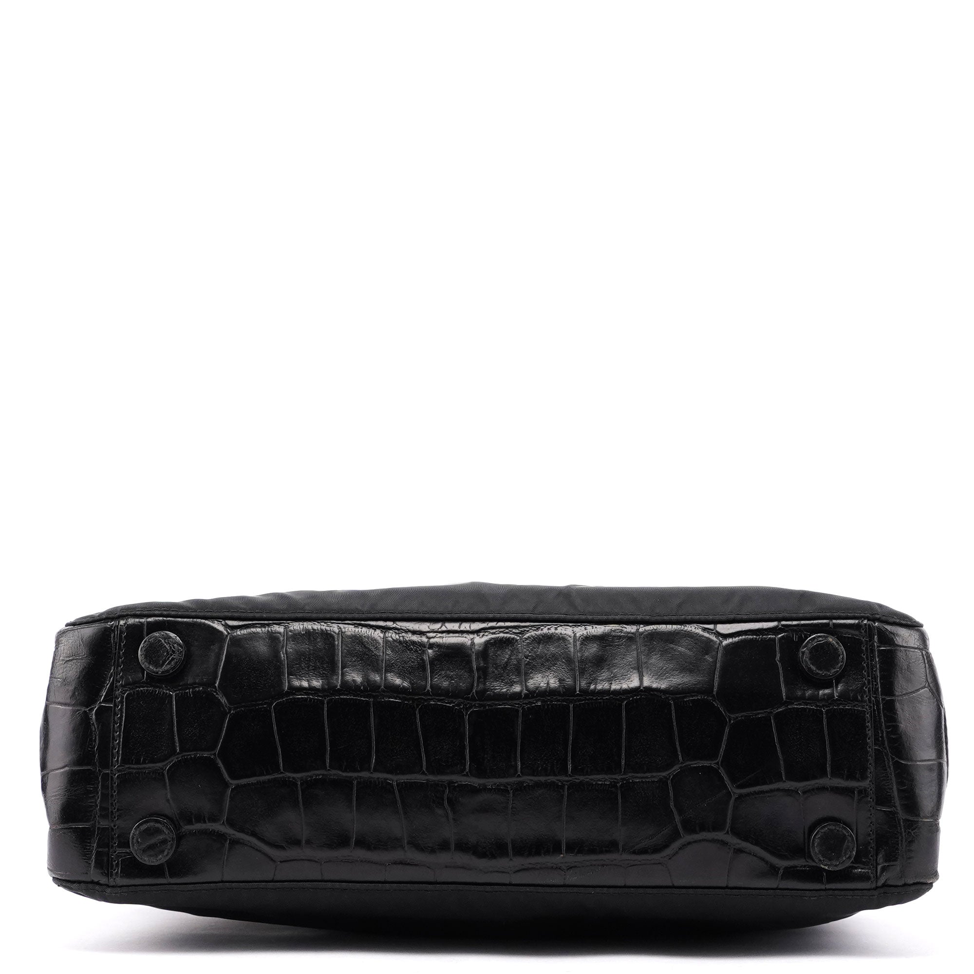 Prada 1998 Black Tessuto Metallo Shoulder Bag