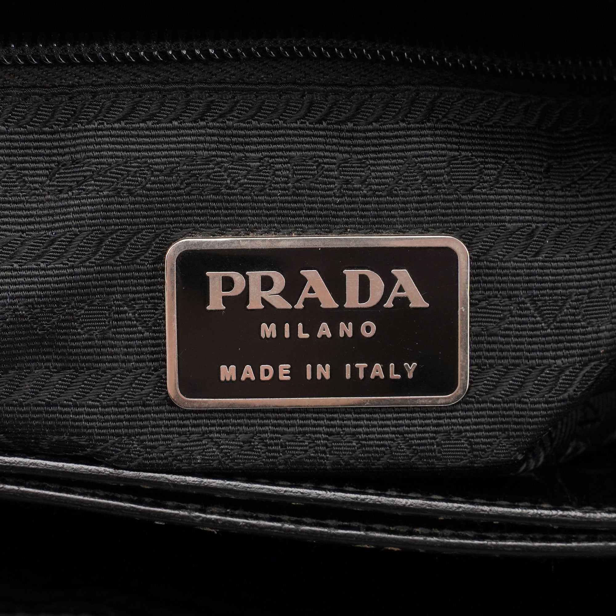 Prada 1998 Black Tessuto Metallo Shoulder Bag