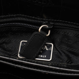 Prada 1998 Black Tessuto Metallo Shoulder Bag