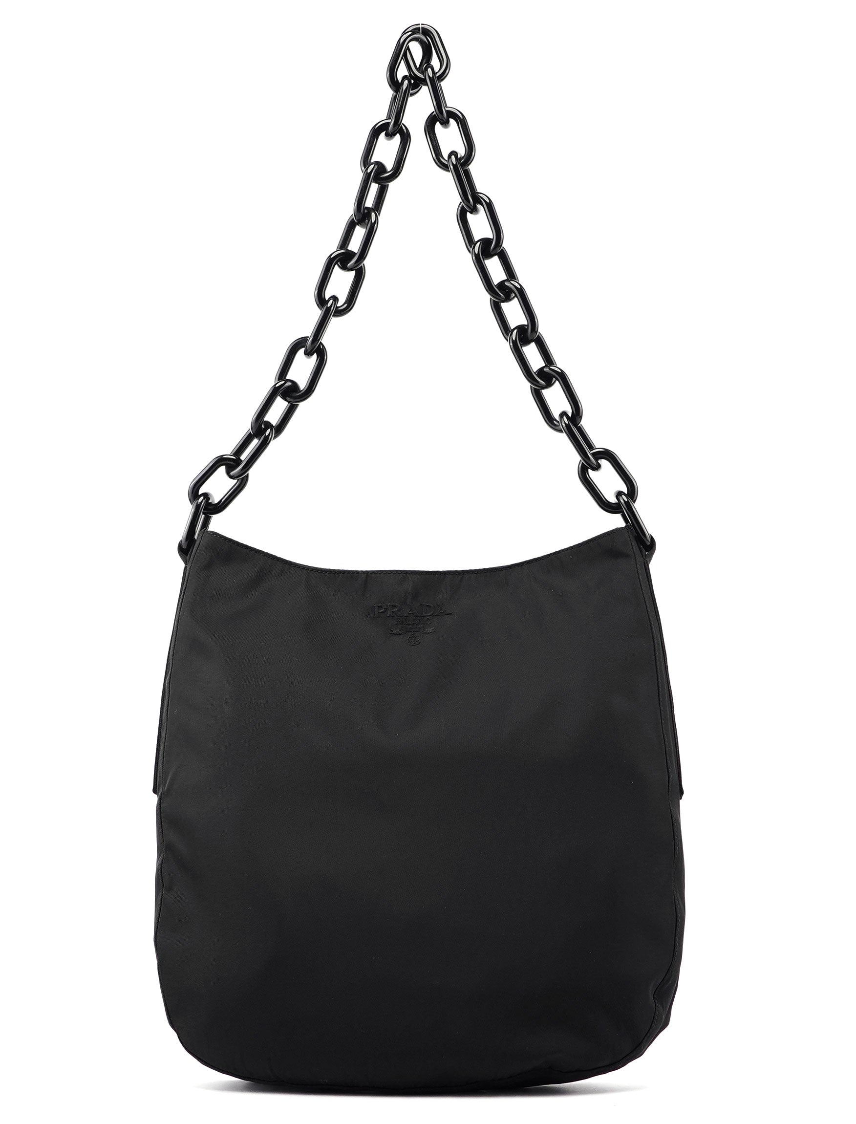 Prada 1998 Black Tessuto Plastic Chain Bag