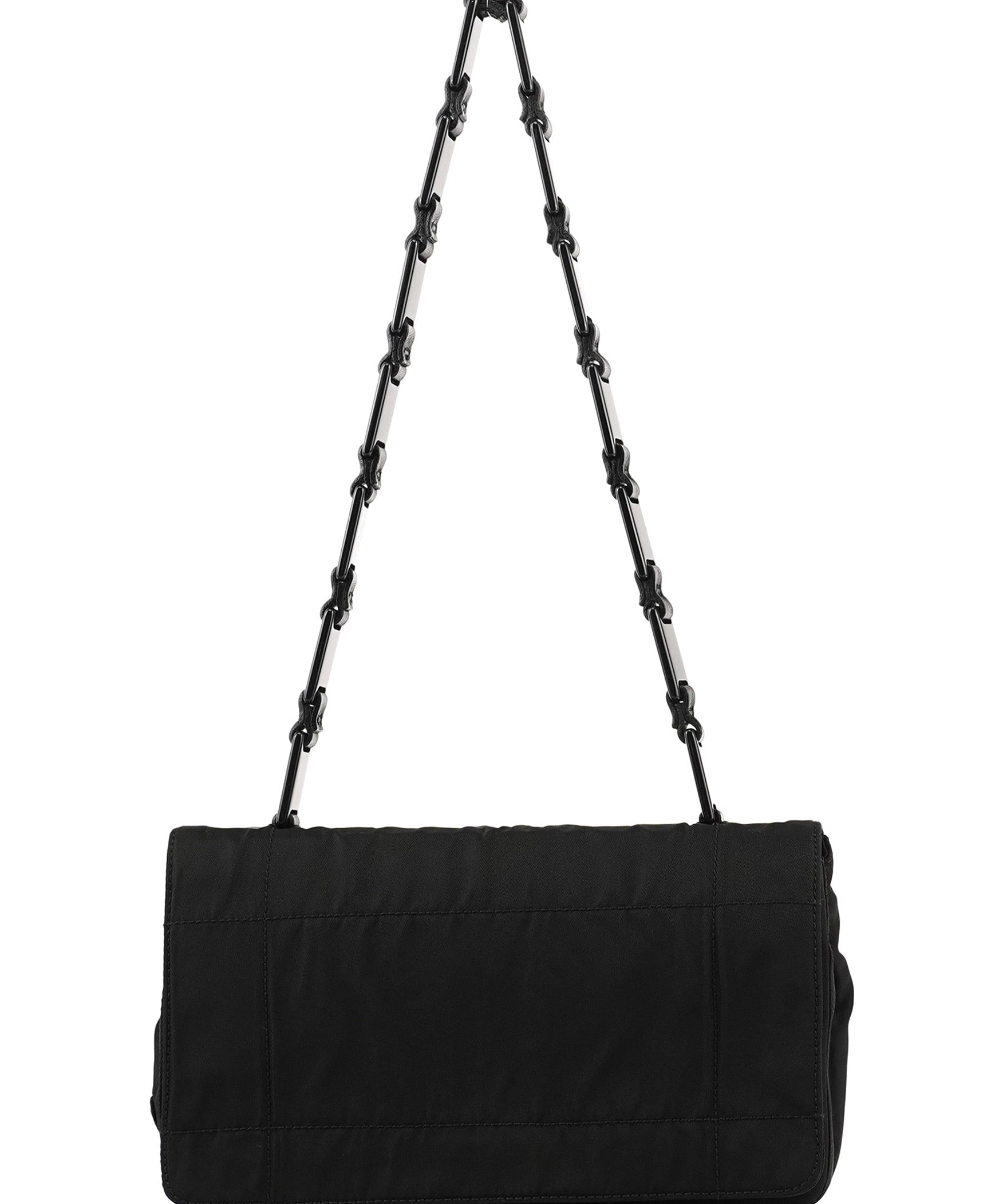 Prada 1998 Black Tessuto Plastic Chain Shoulder Bag