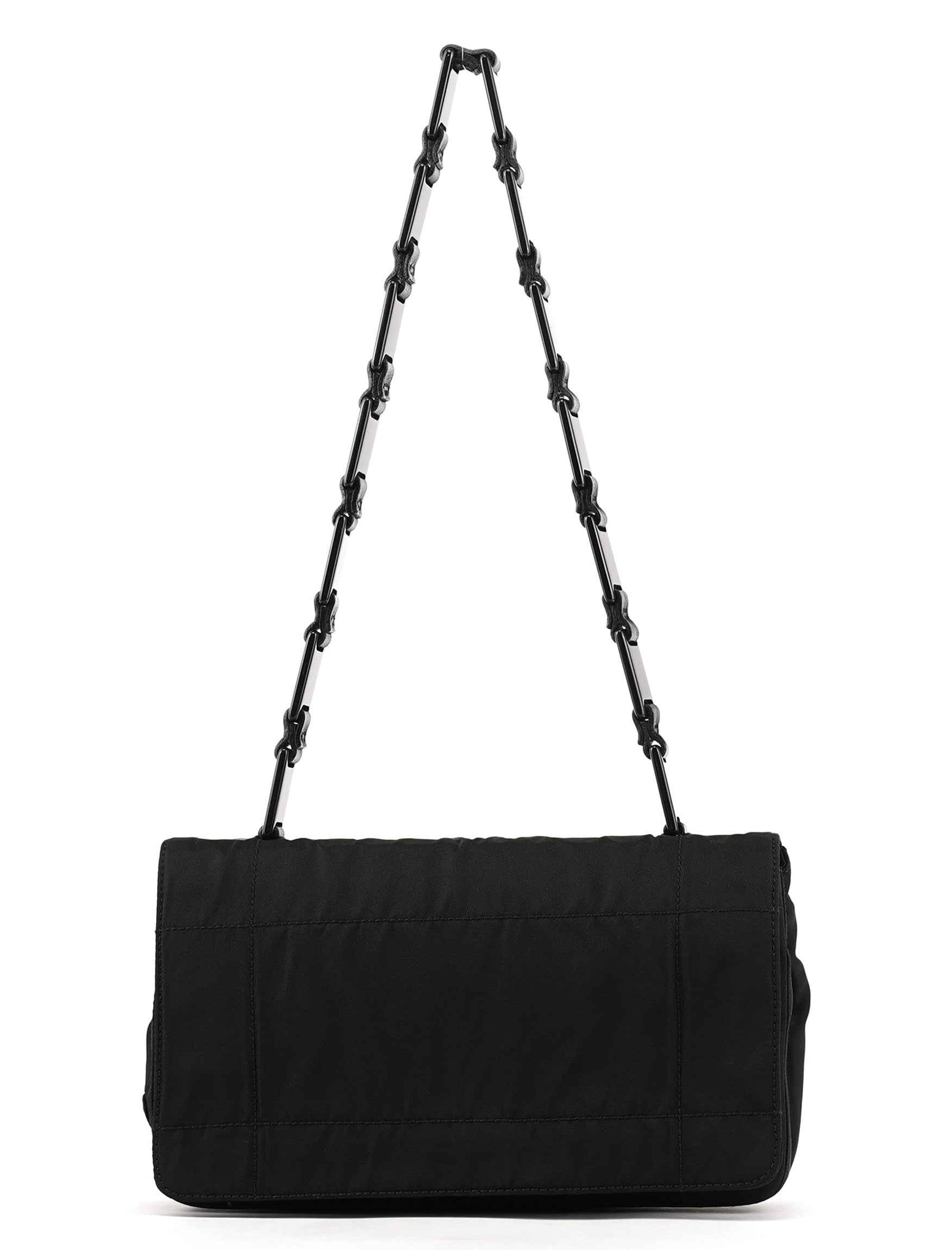 Prada 1998 Sac porté épaule Tessuto en nylon noir à chaîne en plastique