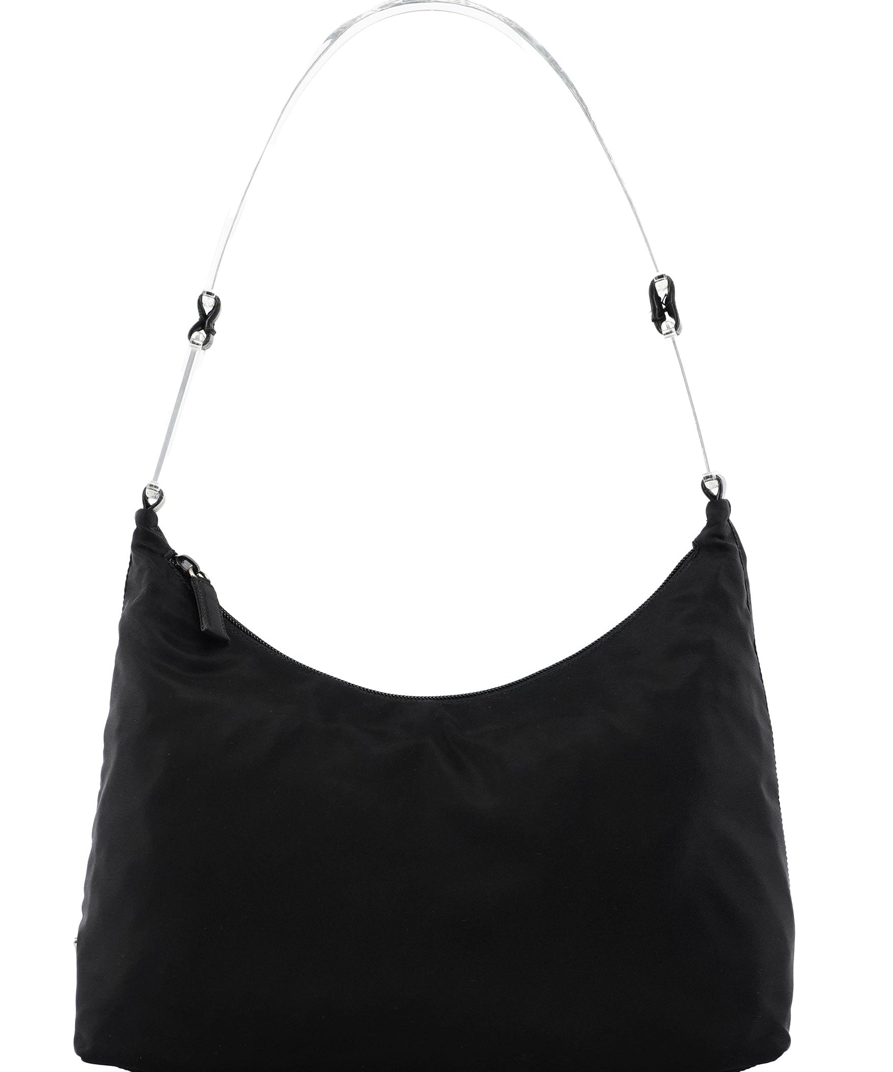 Prada 1998 Black Tessuto Plastic Hobo Shoulder Bag