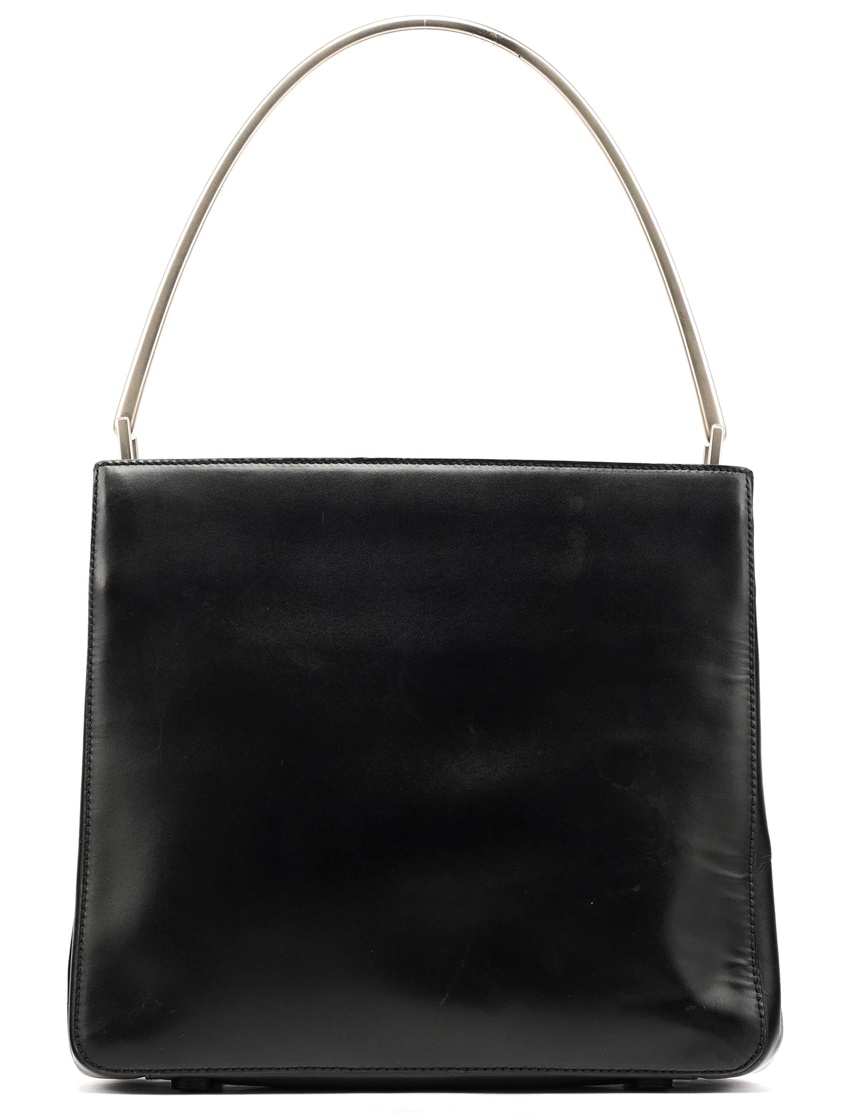 Prada 1998 Black Vitello Metallo Shoulder Bag