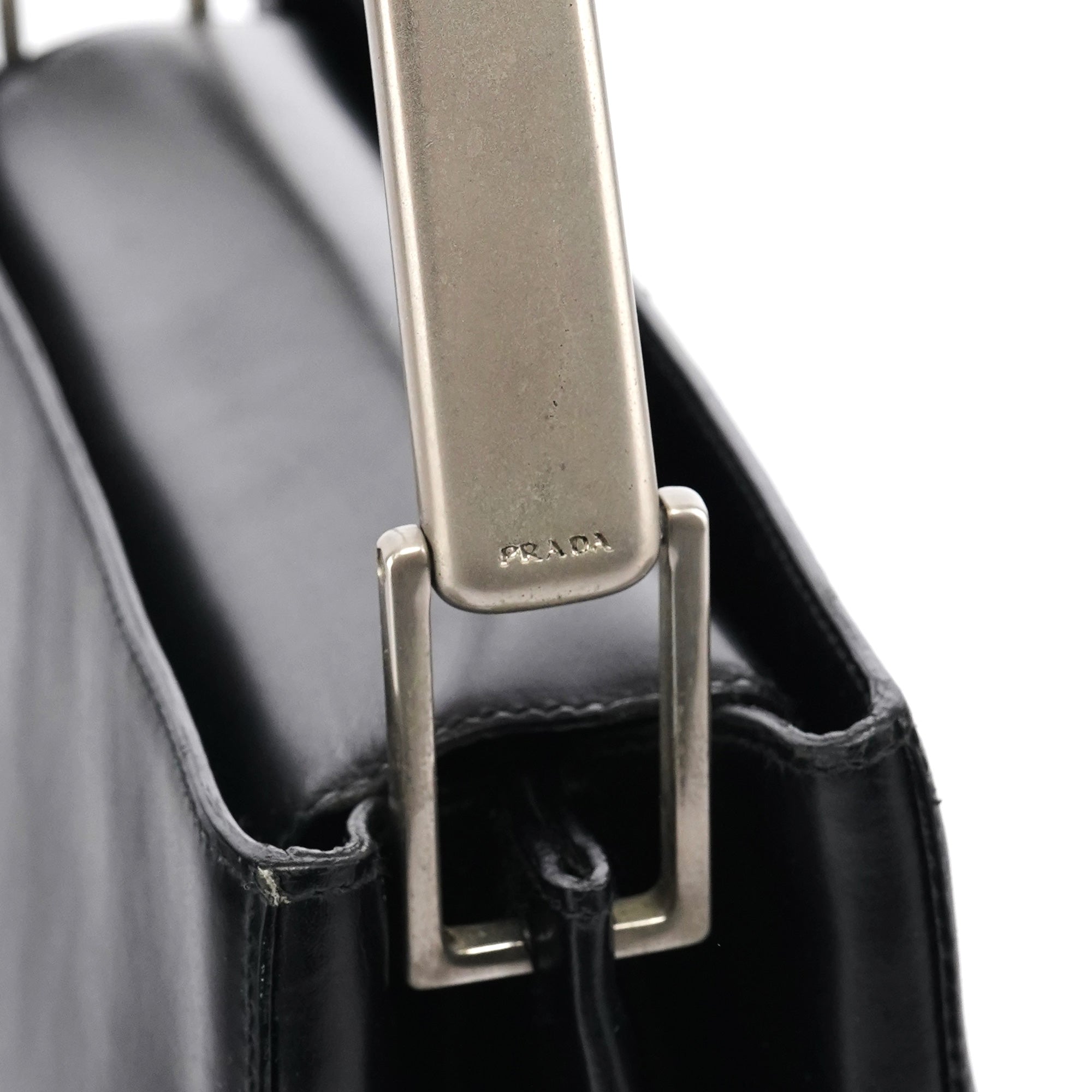 Prada 1998 Black Vitello Metallo Shoulder Bag
