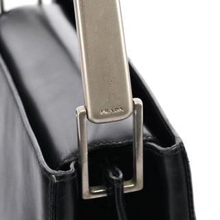Prada 1998 Black Vitello Metallo Shoulder Bag