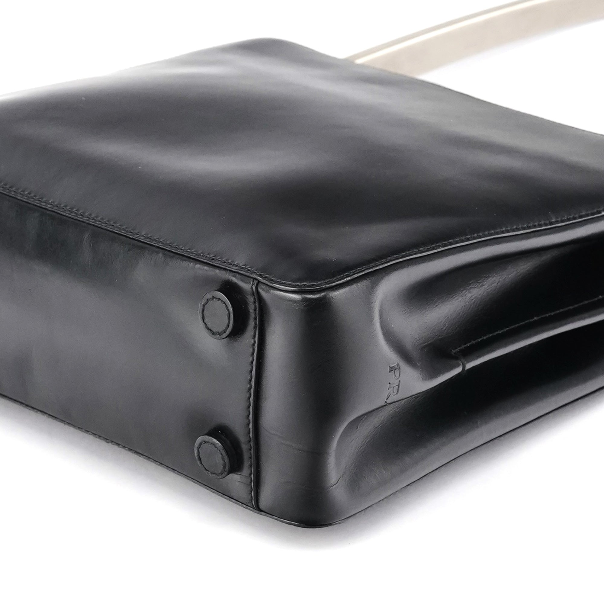 Prada 1998 Black Vitello Metallo Shoulder Bag