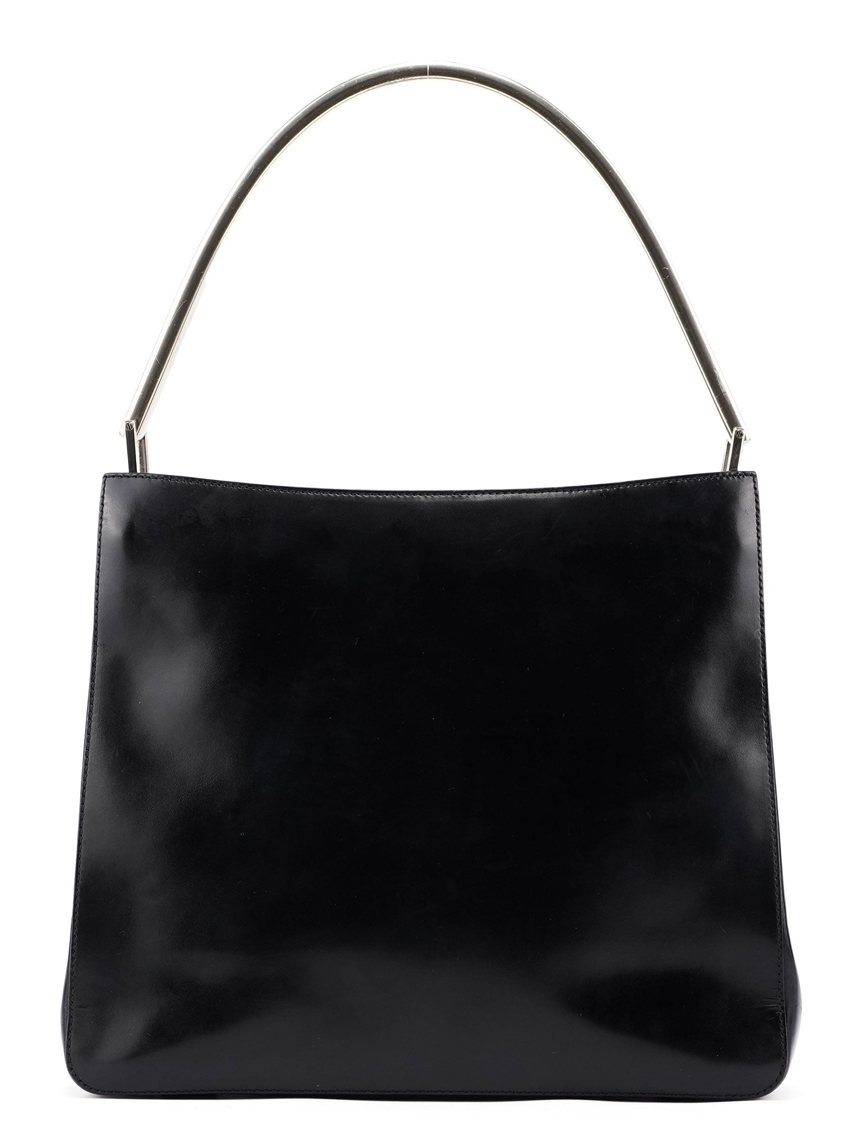 Prada 1998 Black Vitello Metallo Shoulder Bag