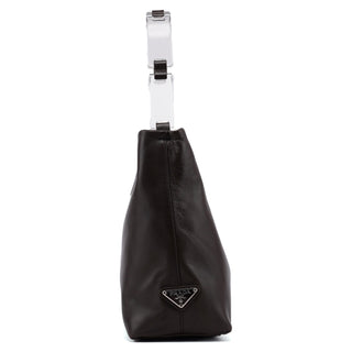 Prada 1998 Brown Calfskin Plastic Hobo Bag