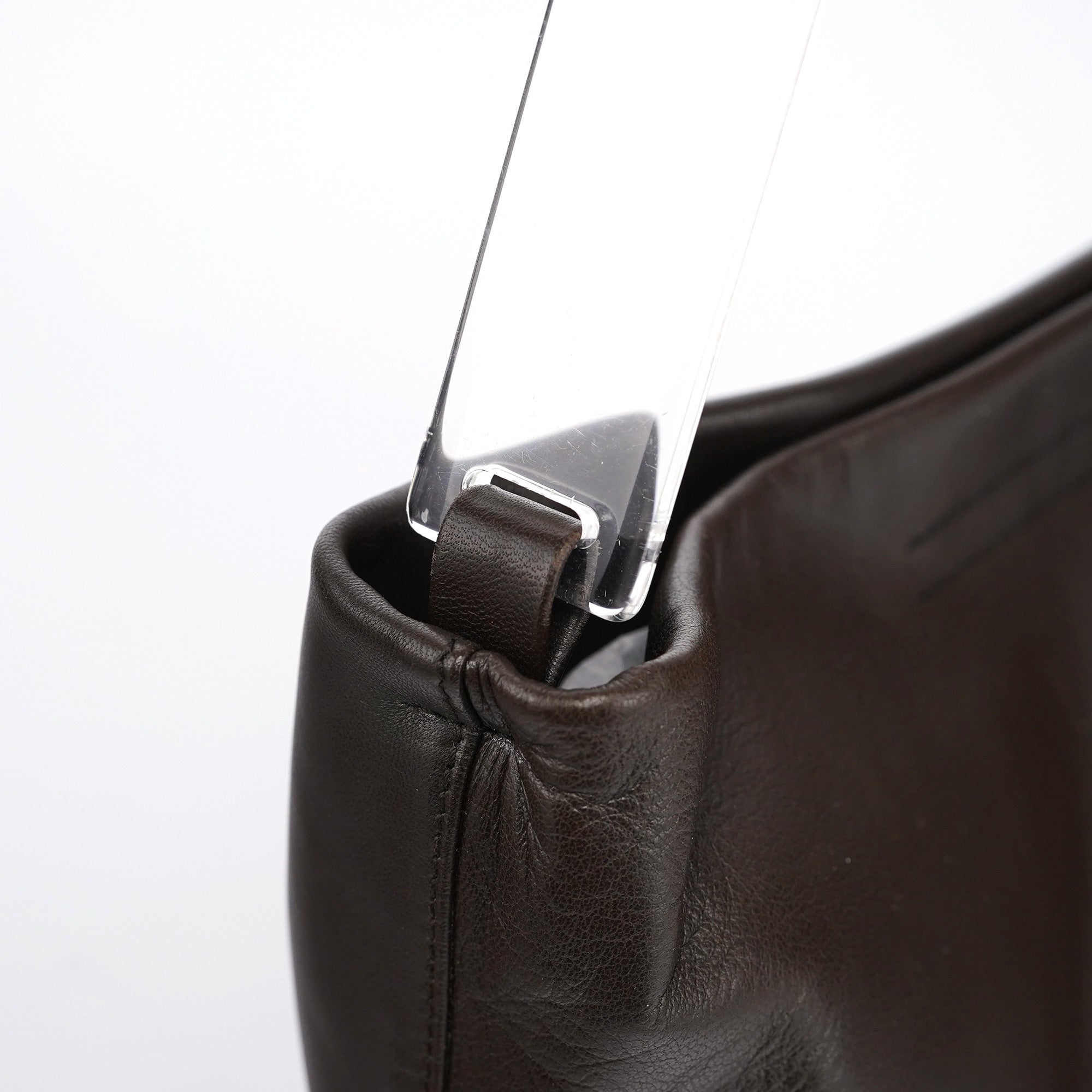 Prada 1998 Sac hobo Plastic en cuir de veau marron