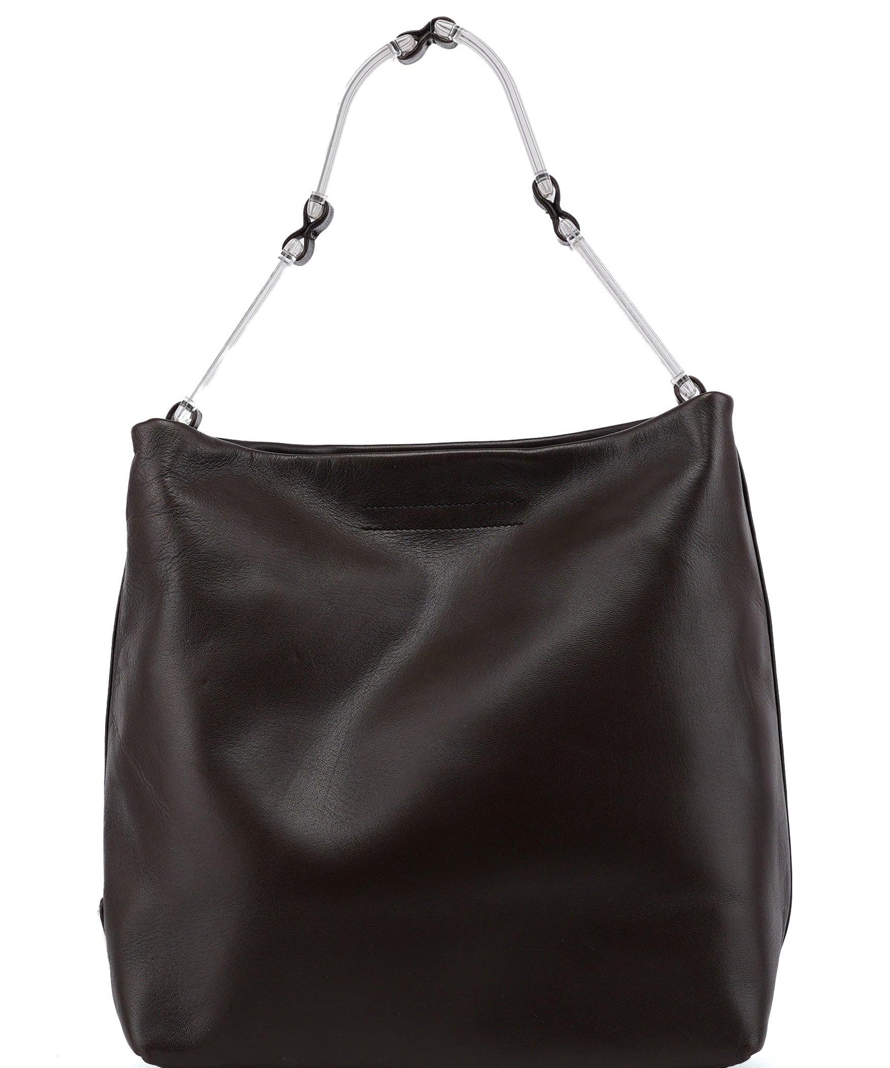 Prada 1998 Brown Calfskin Plastic Hobo Bag