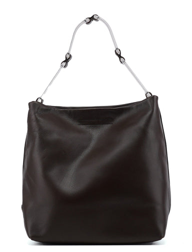 Prada 1998 Brown Calfskin Plastic Hobo Bag