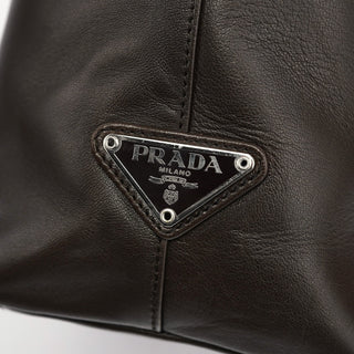 Prada 1998 Brown Calfskin Plastic Hobo Bag