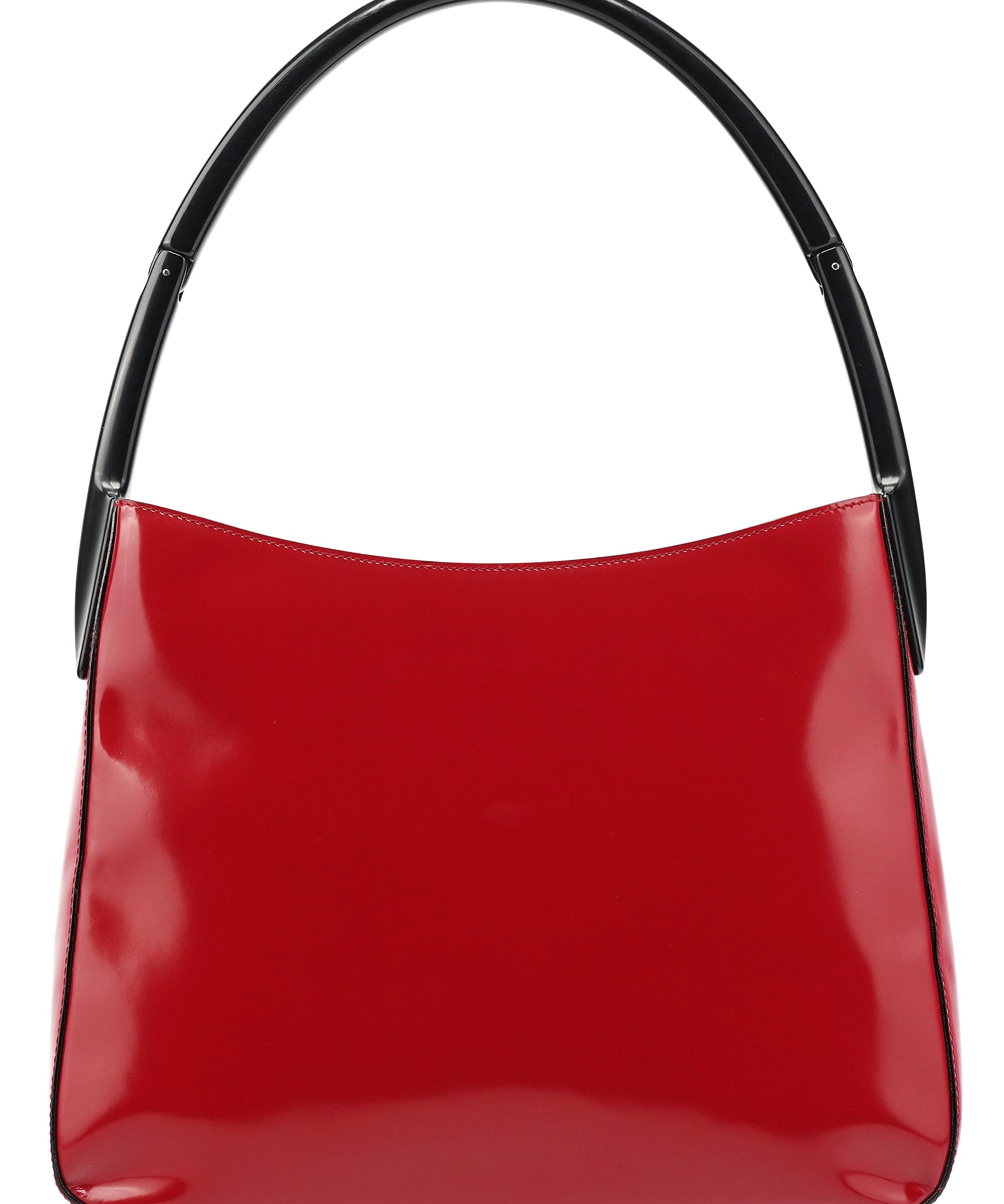 Prada 1998 Burgundy Spazzolato Plastic Handle Shoulder Bag