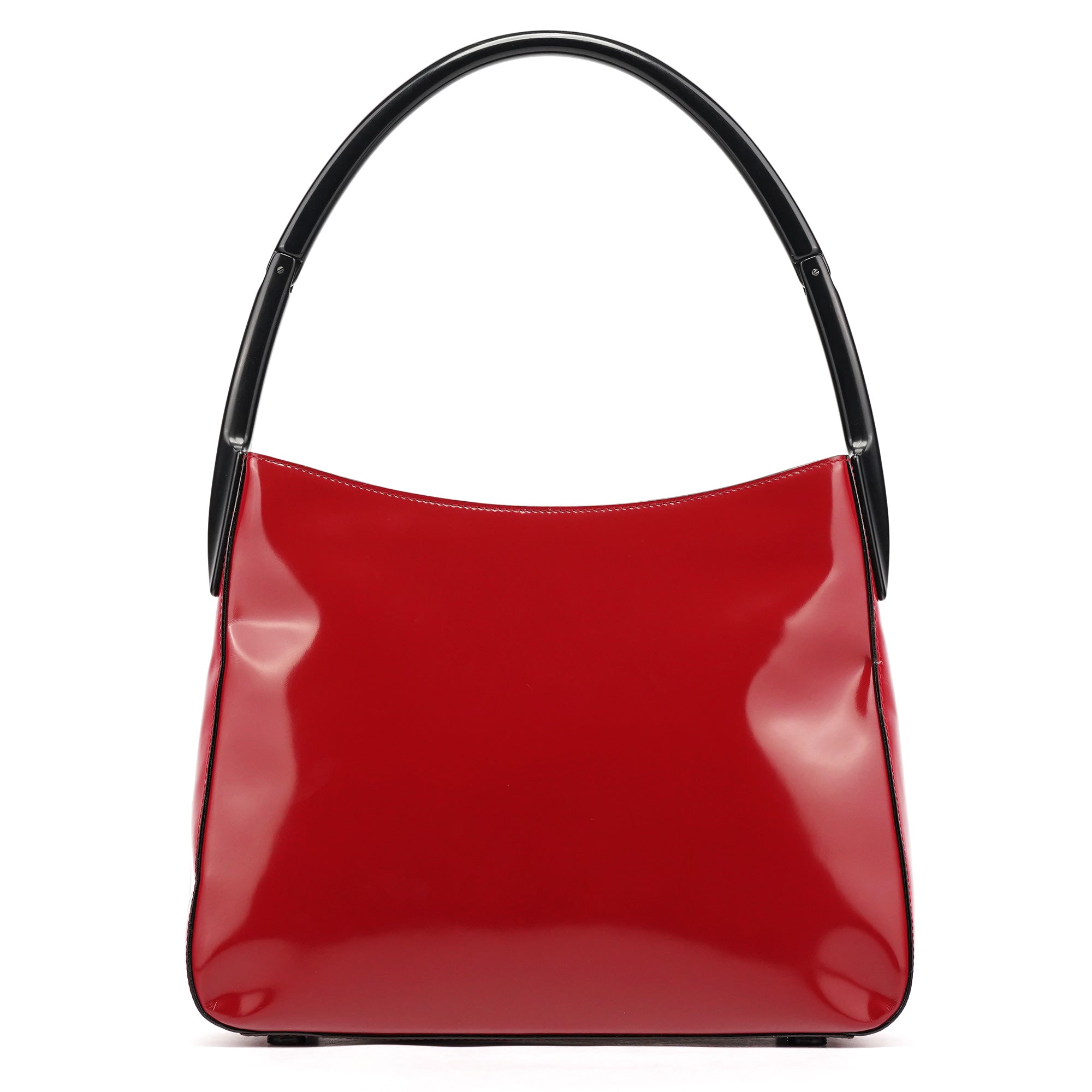 Prada 1998 Schultertasche mit Kunststoffhenkel aus Spazzolato-Leder in Bordeaux